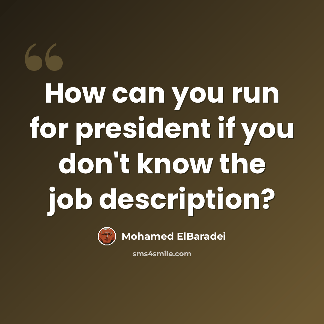 “How can you run for president if you don't know the job description?” quote by Mohamed ElBaradei