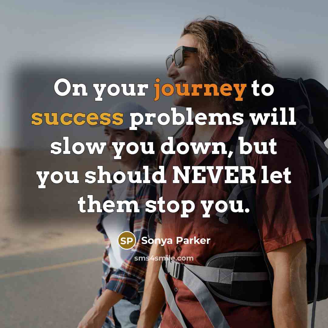 “On your journey to success problems will slow you down, but you should NEVER let them stop you.” quote by Sonya Parker