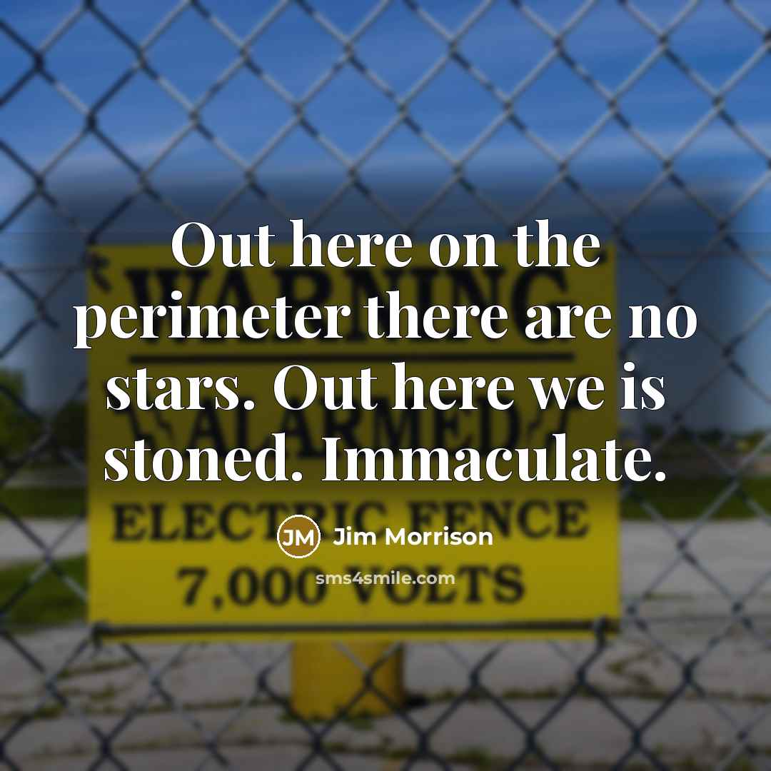 “Out here on the perimeter there are no stars. Out here we is stoned. Immaculate.” quote by Jim Morrison