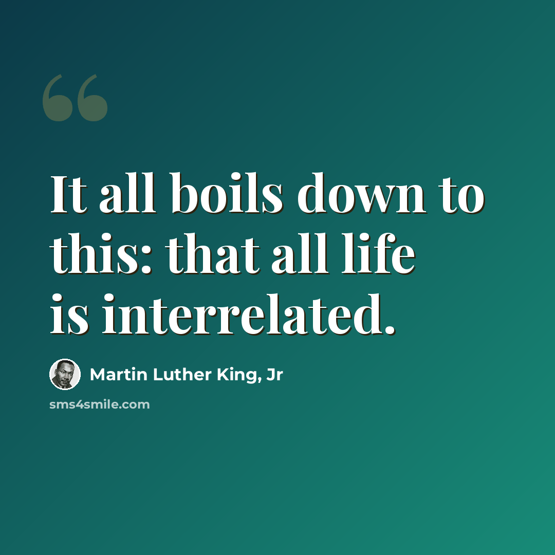 “It all boils down to this: that all life is interrelated.” quote by Martin Luther King, Jr