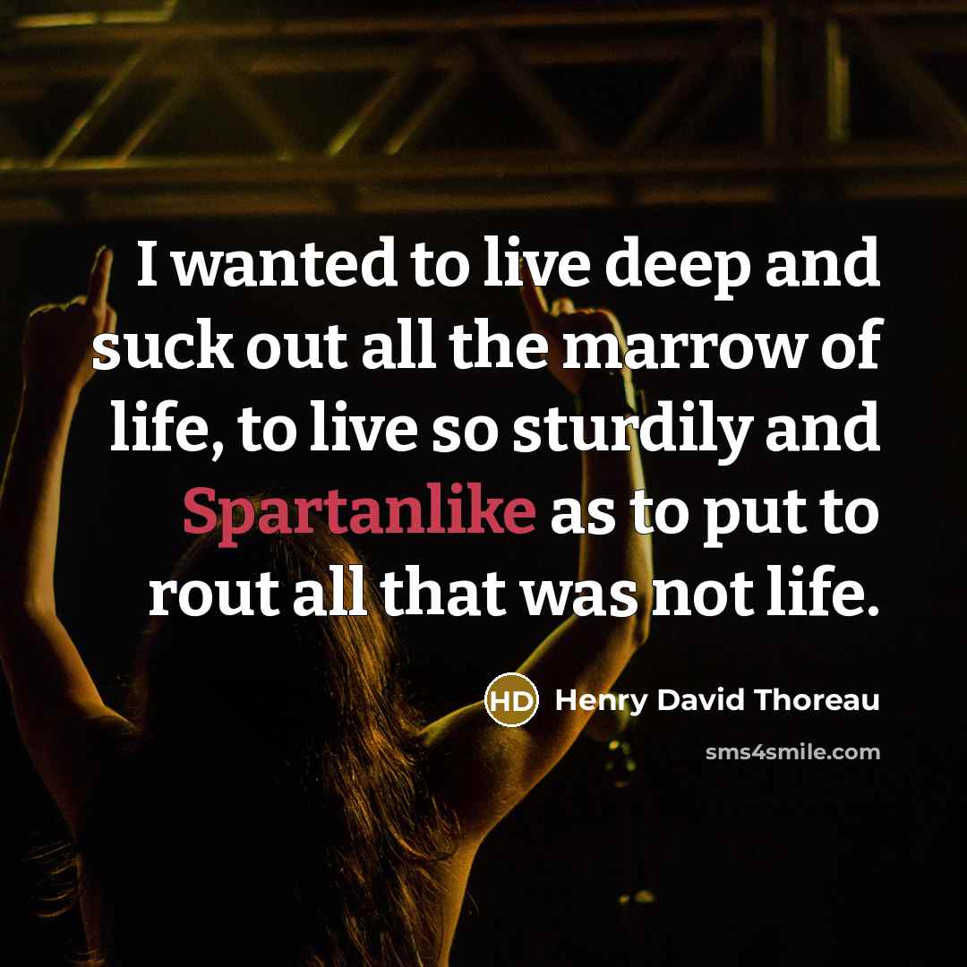 “I wanted to live deep and suck out all the marrow of life, to live so sturdily and Spartanlike as to put to rout all that was not life.” quote by Henry David Thoreau