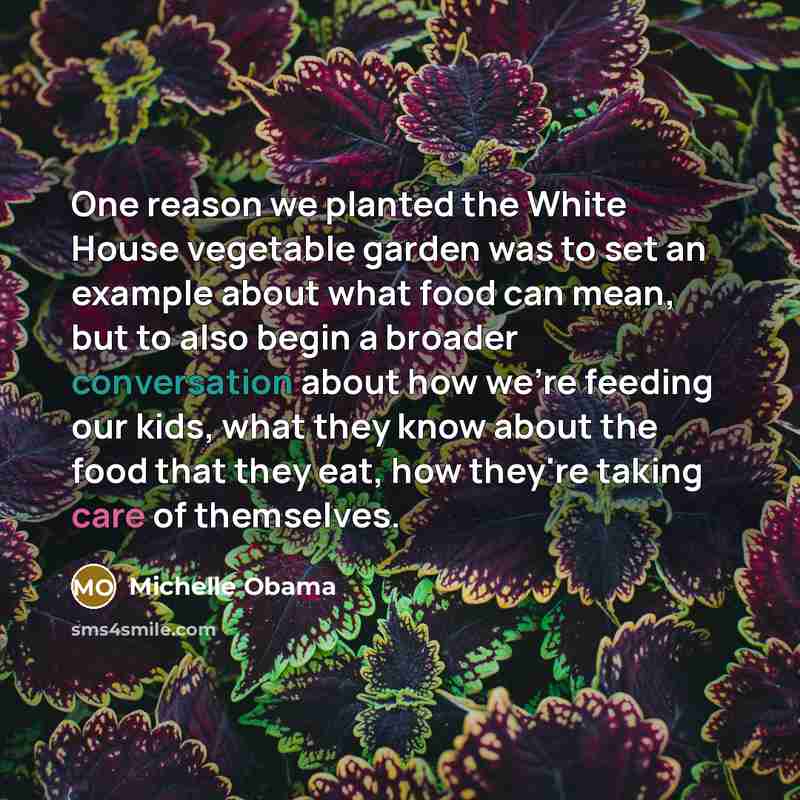 “One reason we planted the White House vegetable garden was to set an example about what food can mean, but to also begin a broader conversation about how we're feeding our kids, what they know about the food that they eat, how they're taking care of themselves.” quote by Michelle Obama