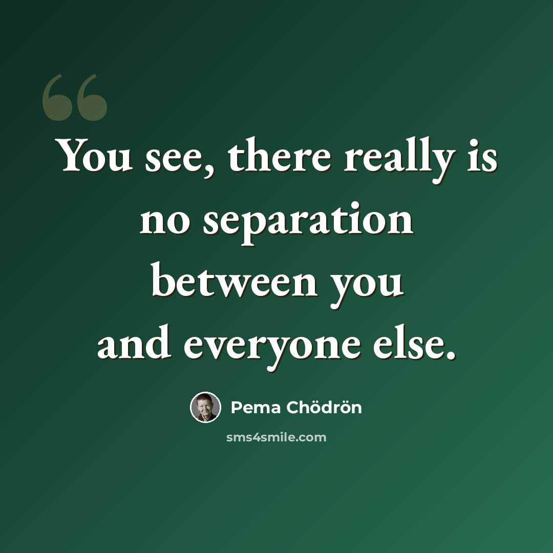 “You see, there really is no separation between you and everyone else.” quote by Pema Chodron