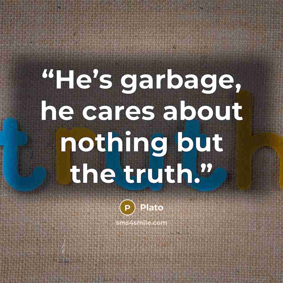 “He’s garbage, he cares about nothing but the truth.” quote by Plato