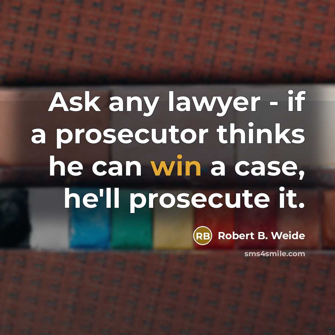 “Ask any lawyer - if a prosecutor thinks he can win a case, he'll prosecute it.” quote by Robert B. Weide