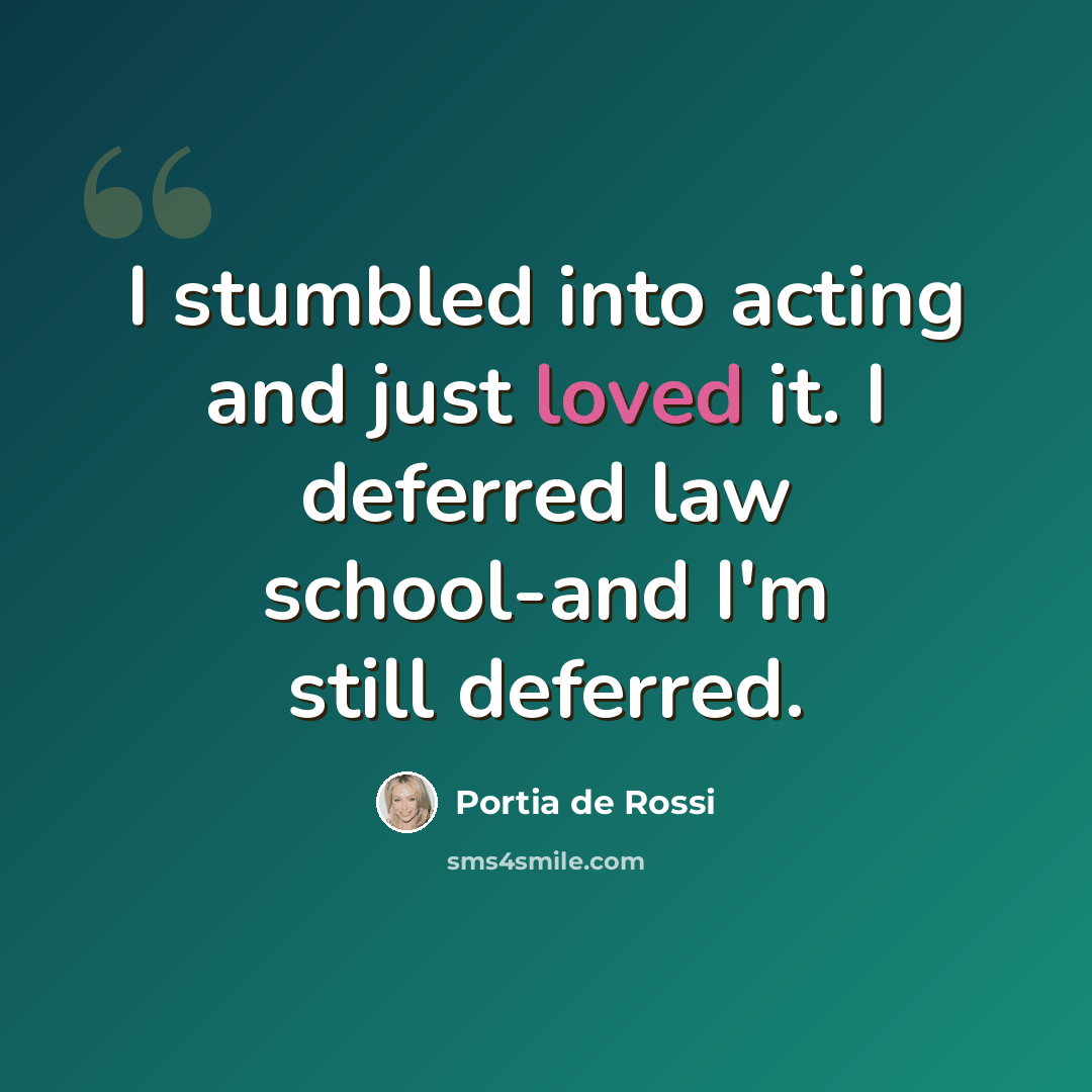 “I stumbled into acting and just loved it. I deferred law school-and I'm still deferred.” quote by Portia de Rossi