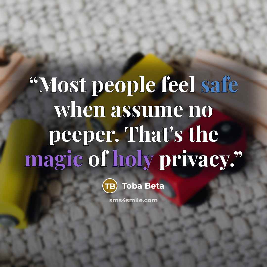“Most people feel safe when assume no peeper. That's the magic of holy privacy.” quote by Toba Beta