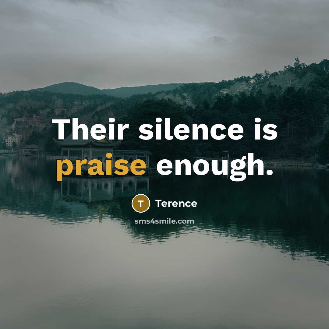 “Their silence is praise enough.” quote by Terence