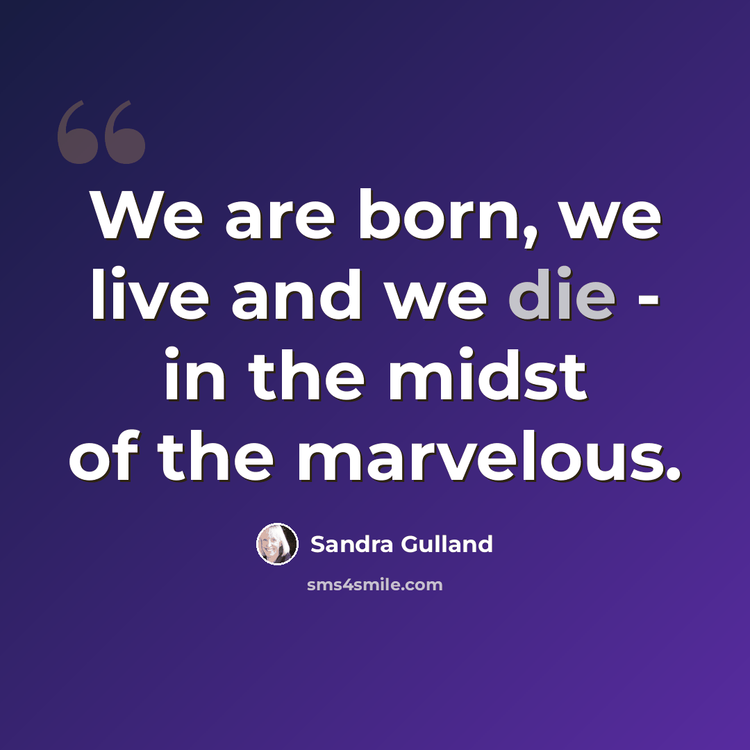 “We are born, we live and we die - in the midst of the marvelous.” quote by Sandra Gulland