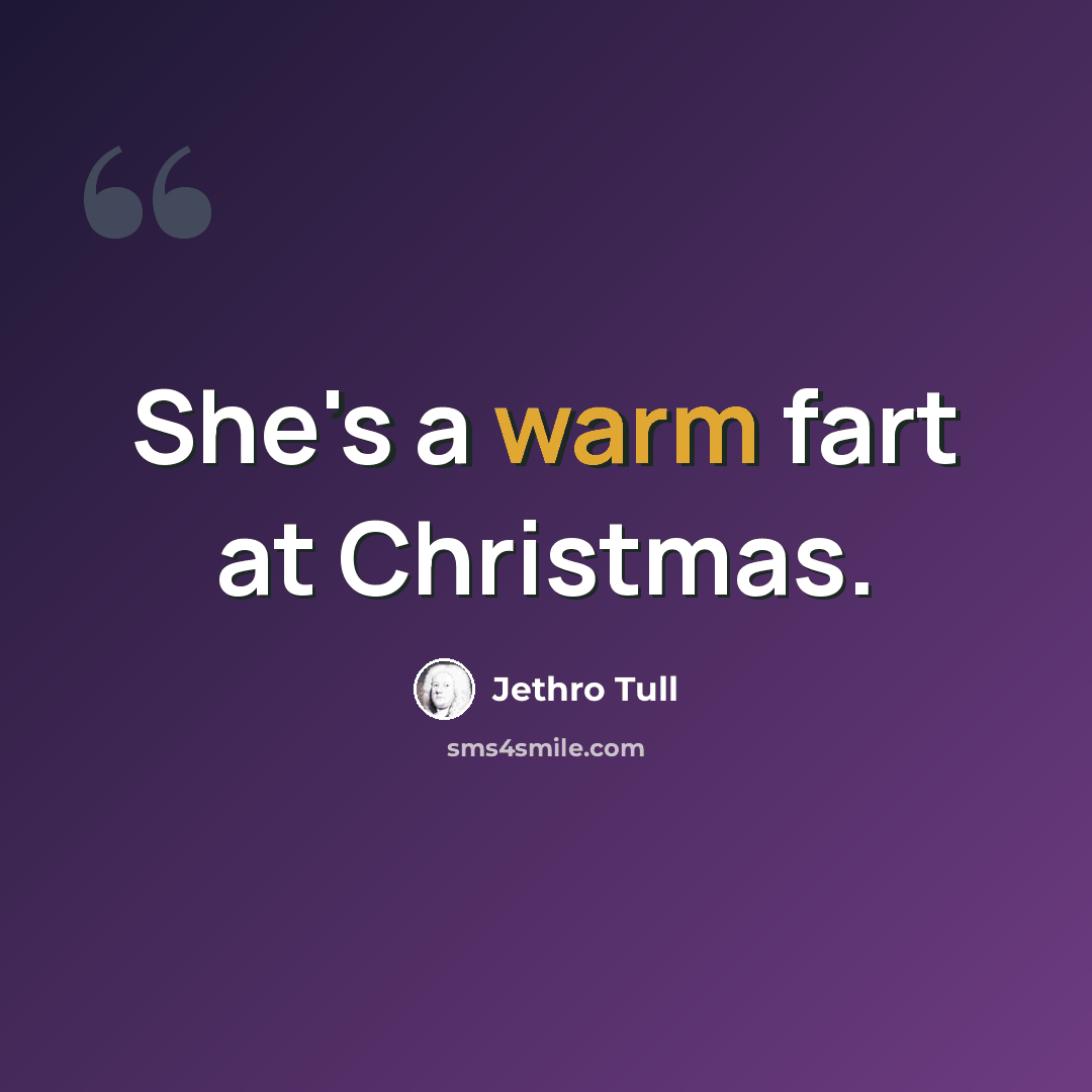 “She's a warm fart at Christmas.” quote by Jethro Tull