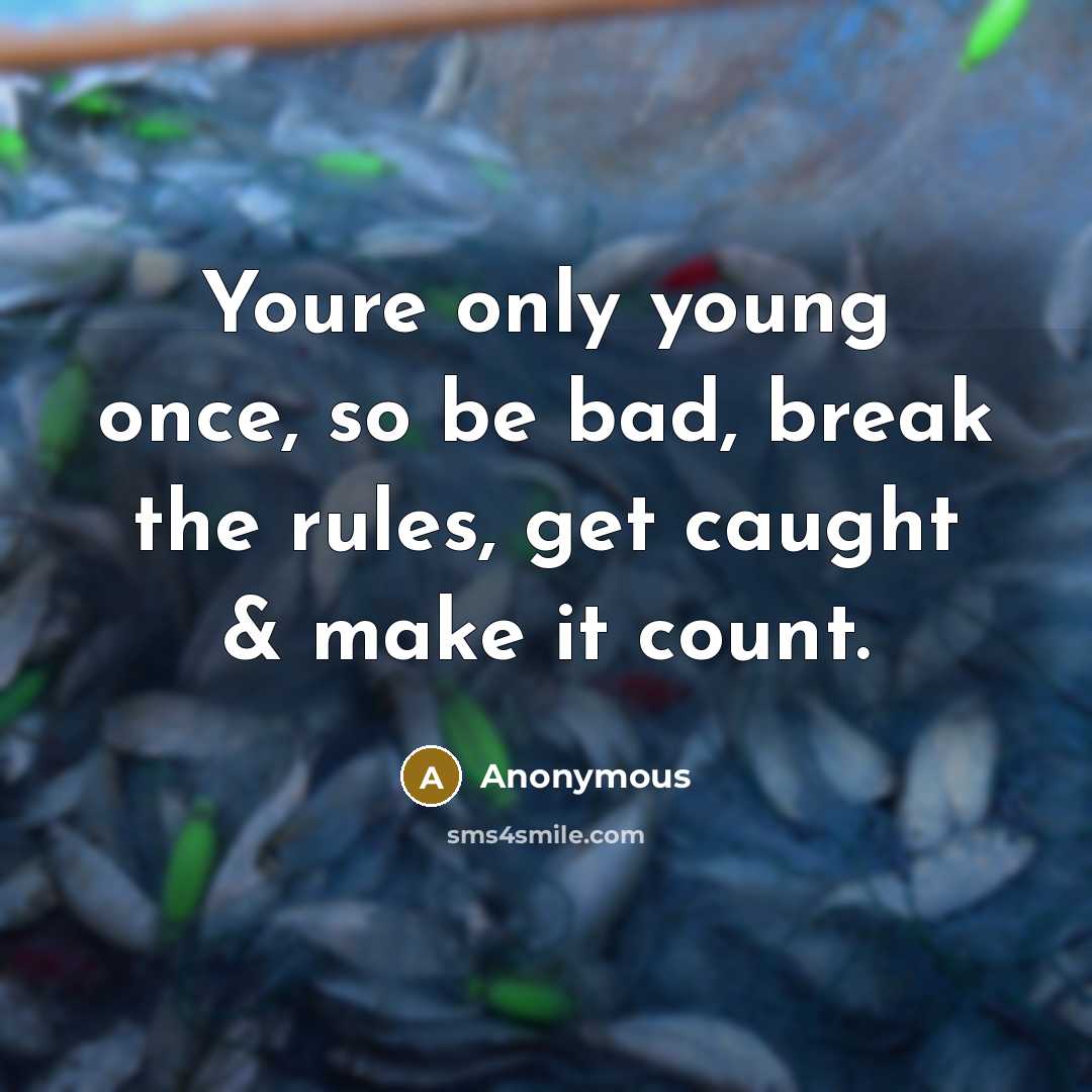 “Youre only young once, so be bad, break the rules, get caught & make it count.” quote by Anonymous