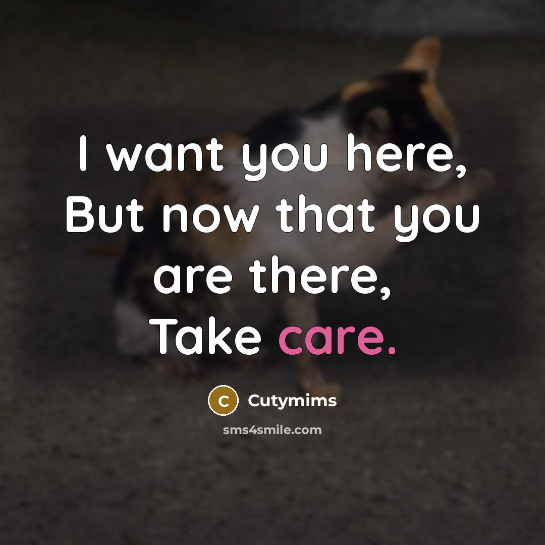 “I want you here, But now that you are there, Take care.” quote by Cutymims