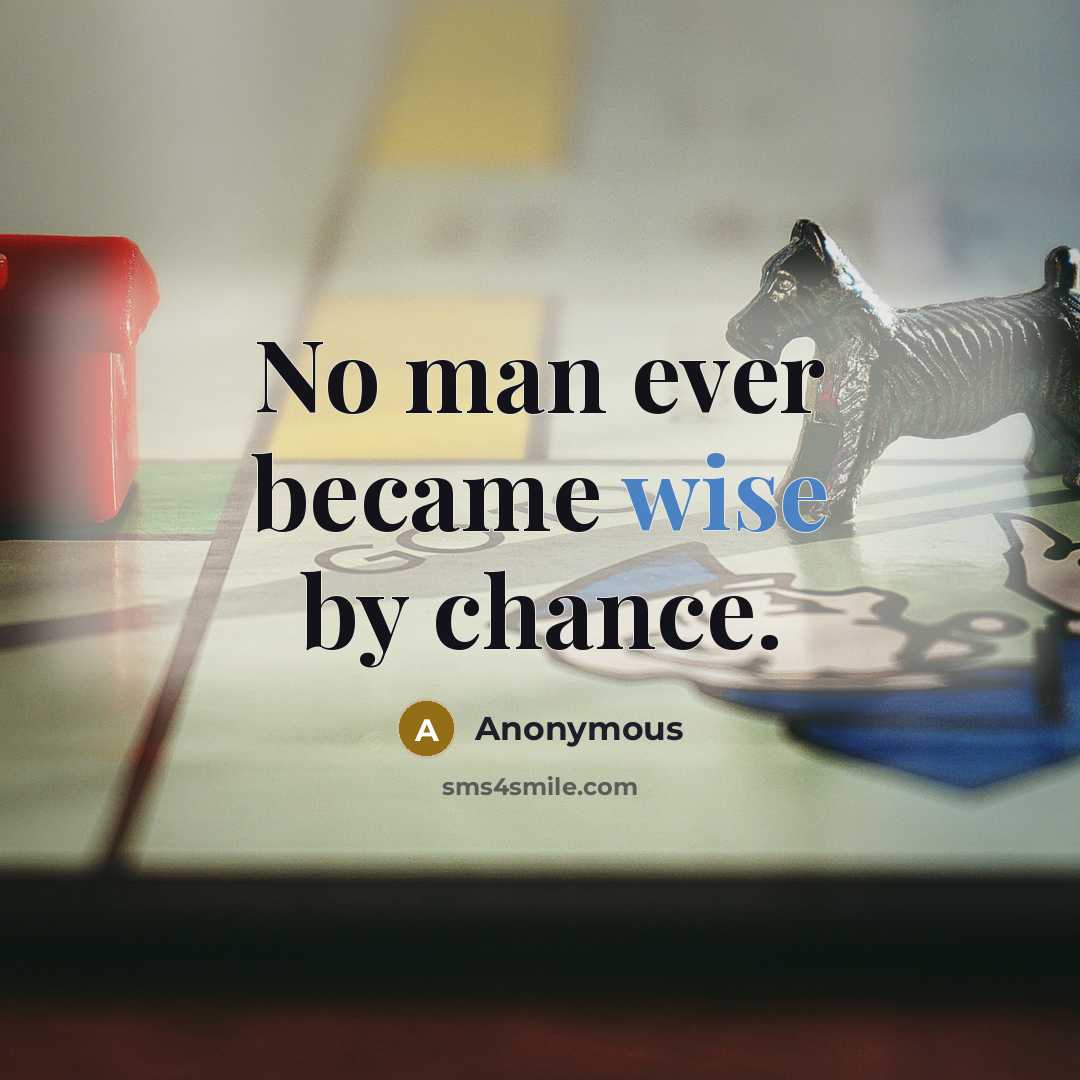 “No man ever became wise by chance.” quote by Anonymous