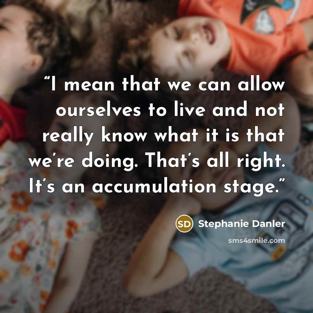 “I mean that we can allow ourselves to live and not really know what it is that we’re doing. That’s all right. It’s an accumulation stage.” quote by Stephanie Danler