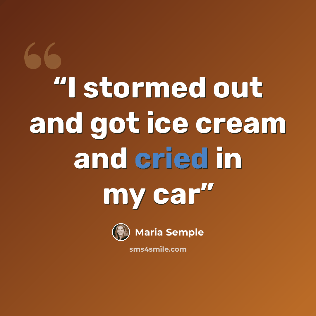 “I stormed out and got ice cream and cried in my car” quote by Maria Semple