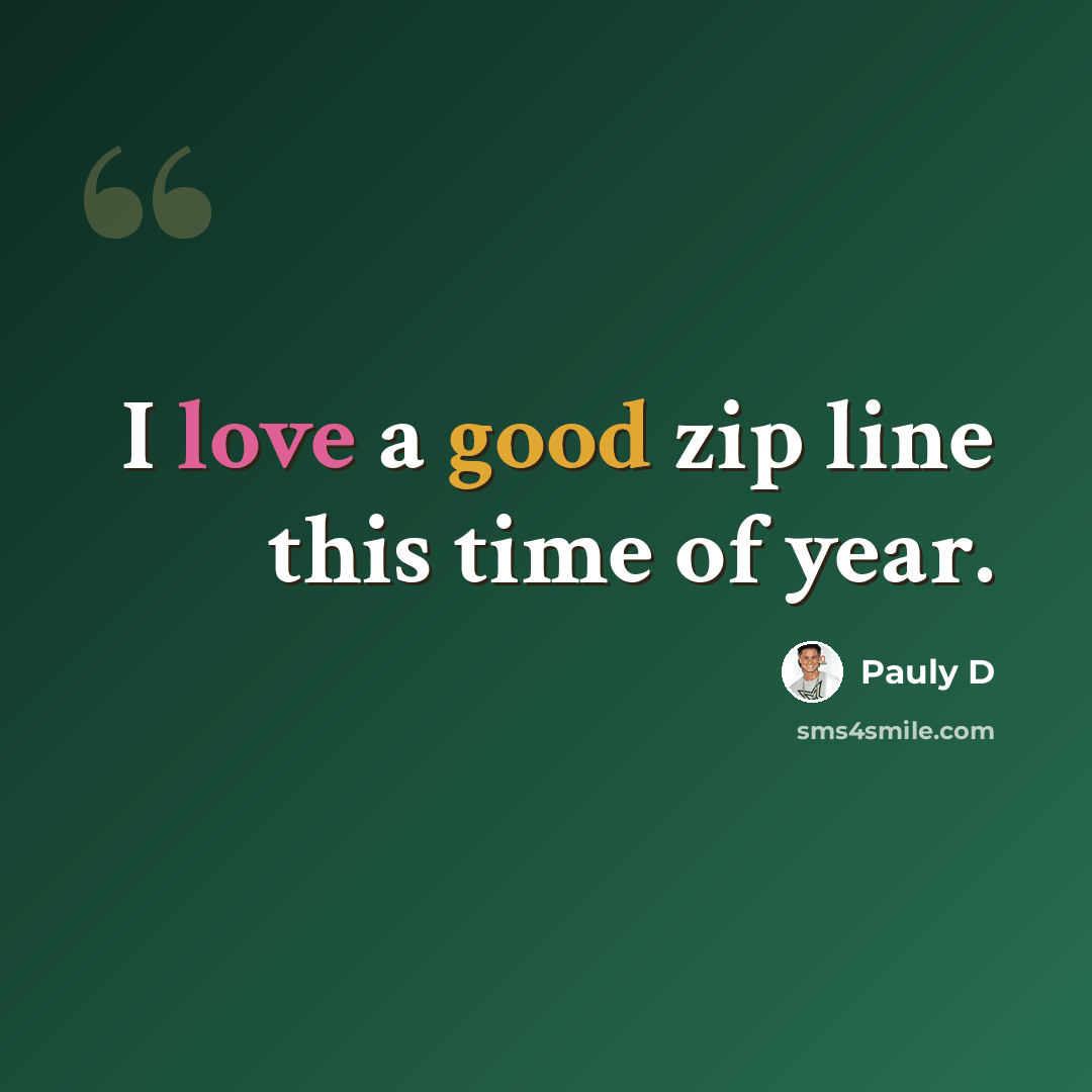 “I love a good zip line this time of year.” quote by Pauly D