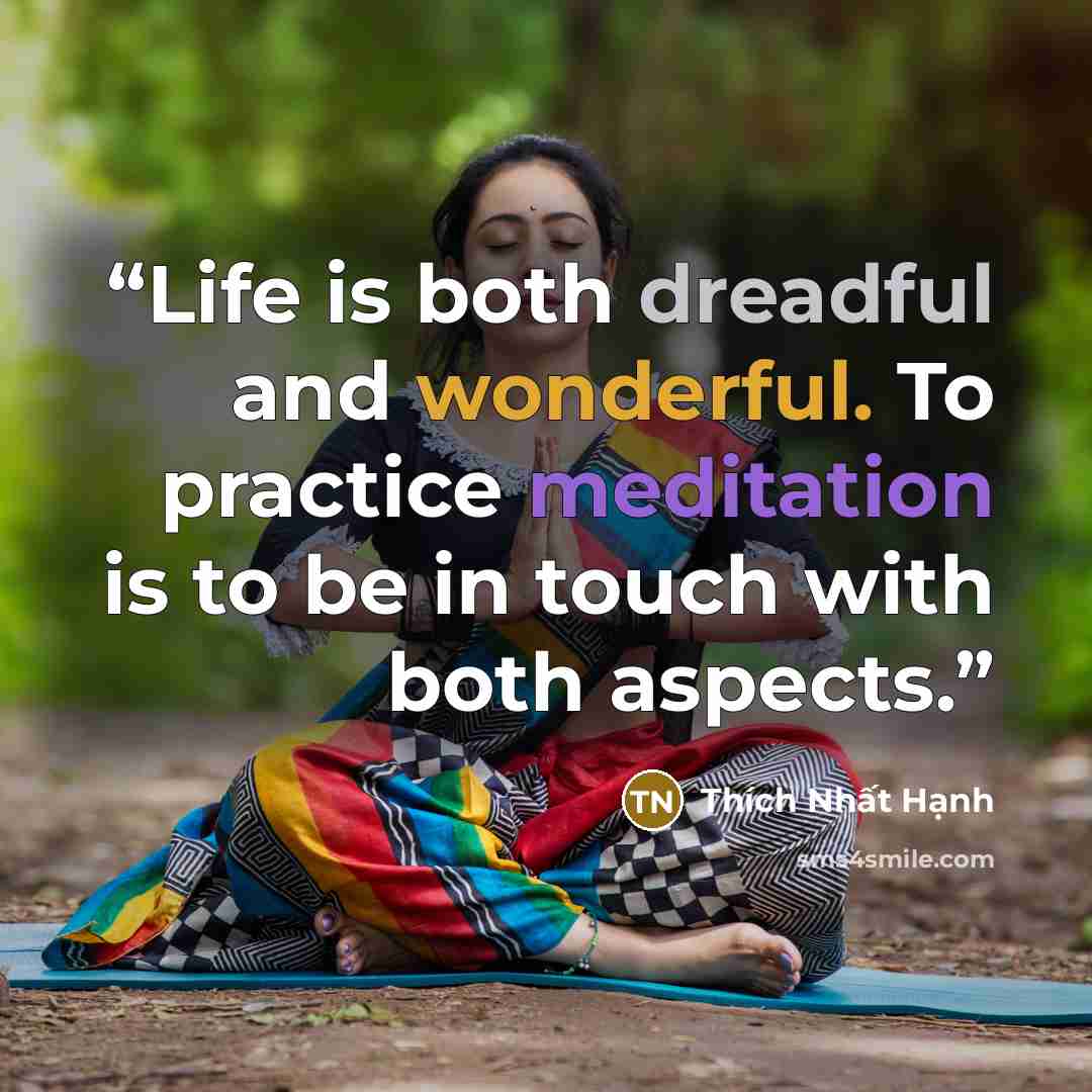 “Life is both dreadful and wonderful. To practice meditation is to be in touch with both aspects.” quote by Thích Nhất Hạnh