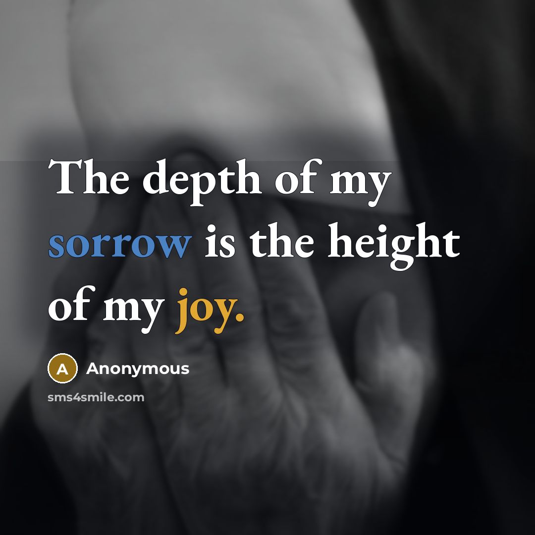 “The depth of my sorrow is the height of my joy.” quote by Anonymous