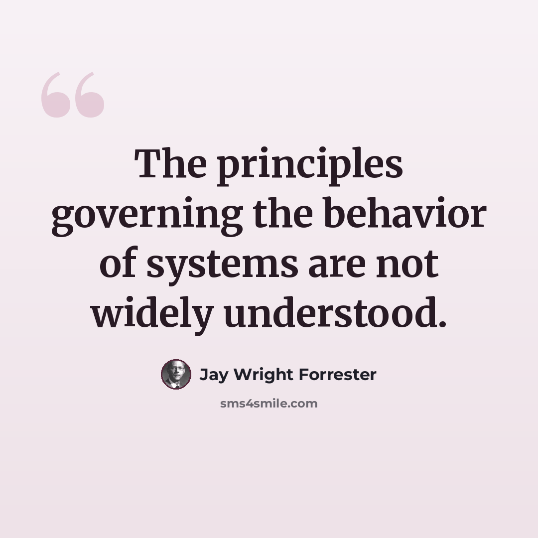 “The principles governing the behavior of systems are not widely understood.” quote by Jay Wright Forrester
