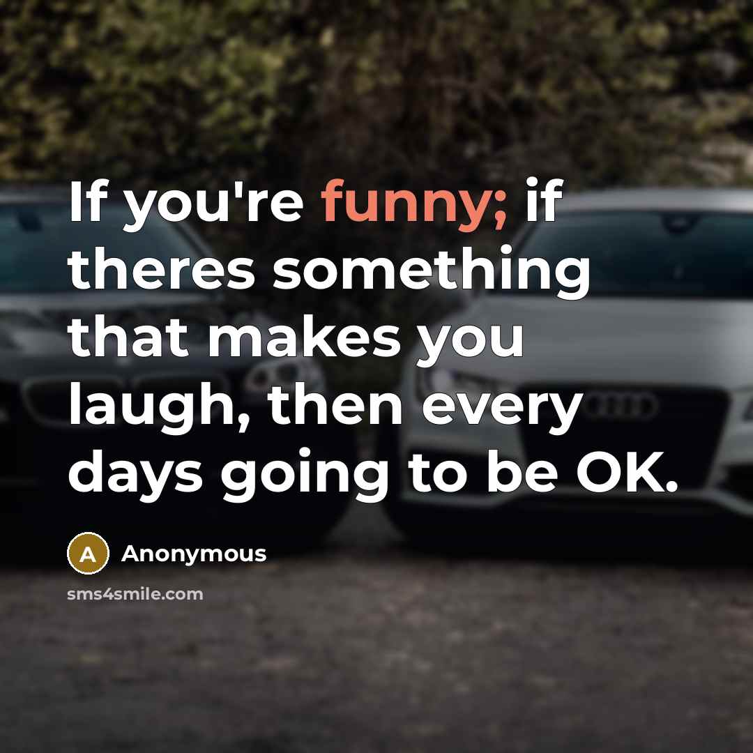 “If you're funny; if theres something that makes you laugh, then every days going to be OK.” quote by Anonymous