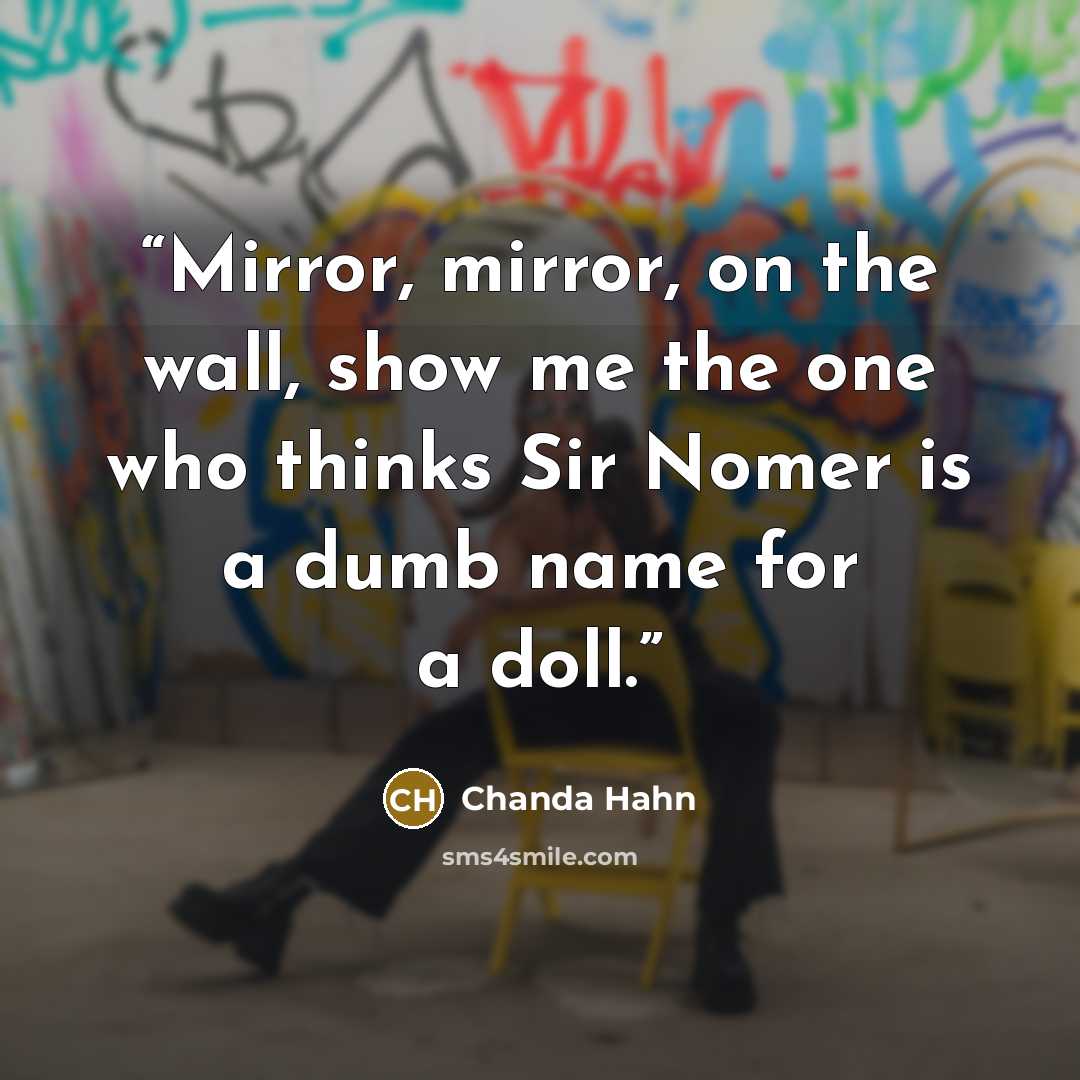 “Mirror, mirror, on the wall, show me the one who thinks Sir Nomer is a dumb name for a doll.” quote by Chanda Hahn