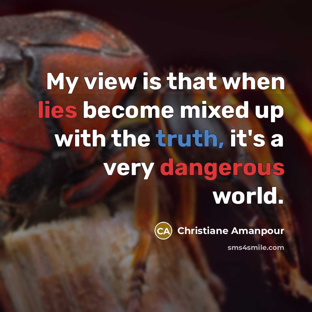 “My view is that when lies become mixed up with the truth, it's a very dangerous world.” quote by Christiane Amanpour