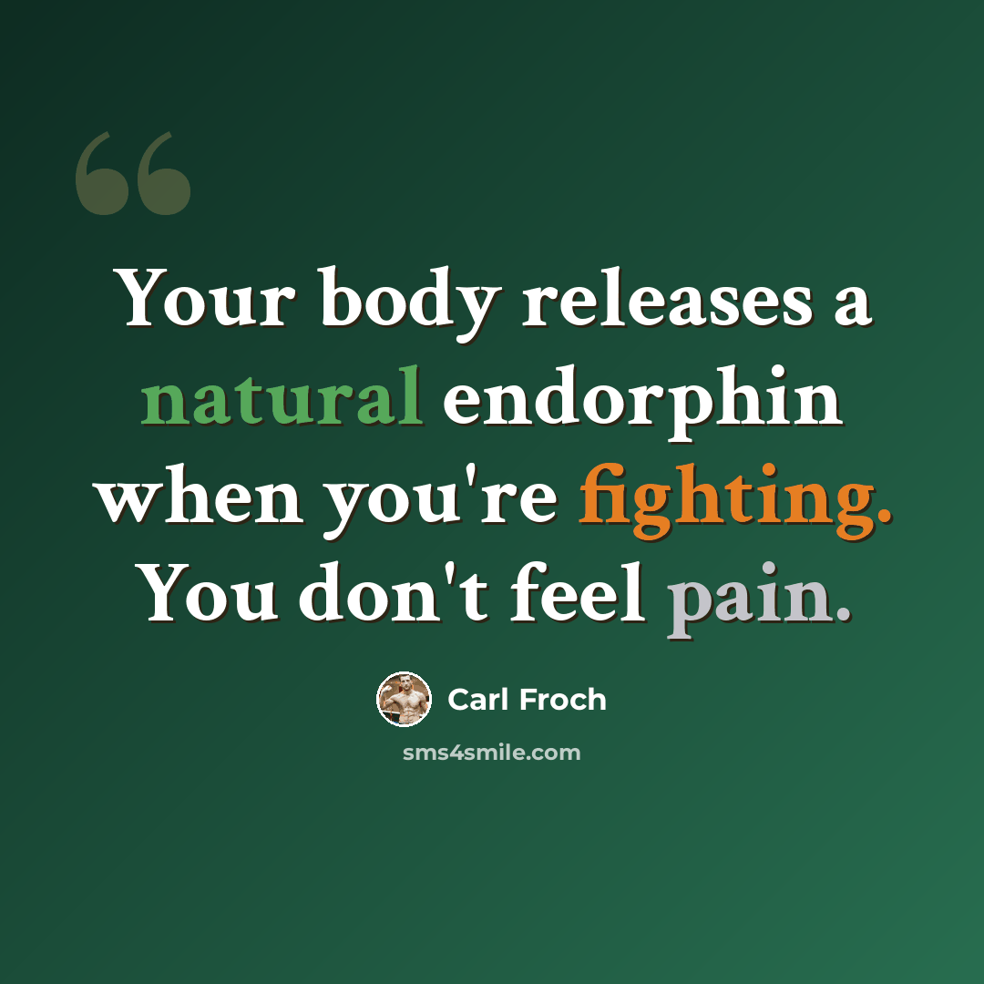 “Your body releases a natural endorphin when you're fighting. You don't feel pain.” quote by Carl Froch