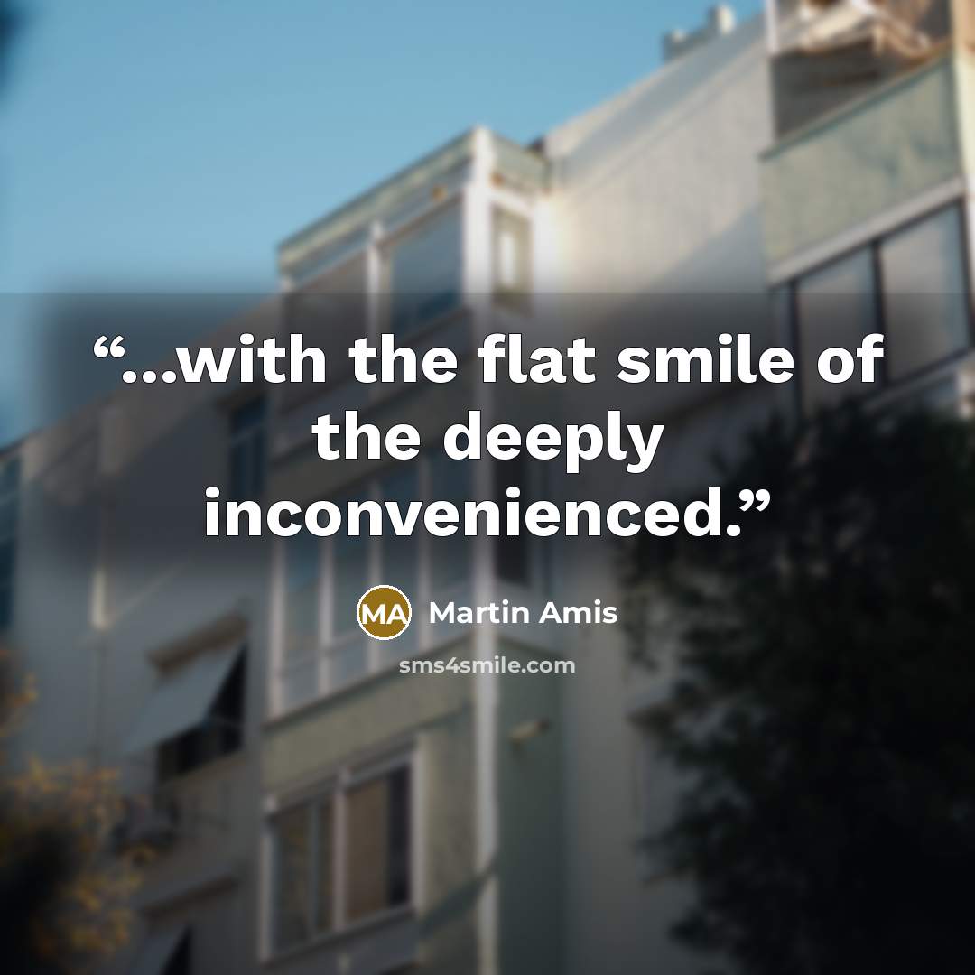 “...with the flat smile of the deeply inconvenienced.” quote by Martin Amis