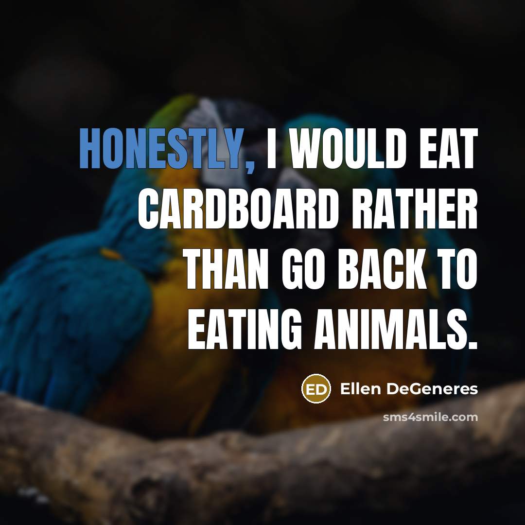 “Honestly, I would eat cardboard rather than go back to eating animals.” quote by Ellen DeGeneres