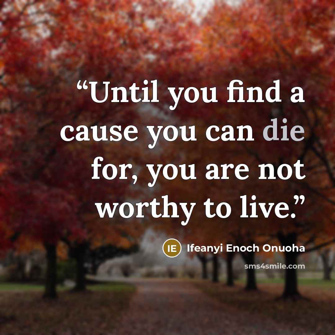 “Until you find a cause you can die for, you are not worthy to live.” quote by Ifeanyi Enoch Onuoha