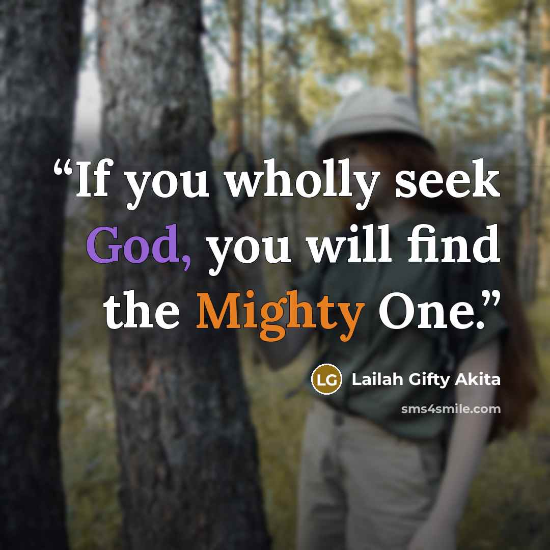 “If you wholly seek God, you will find the Mighty One.” quote by Lailah Gifty Akita