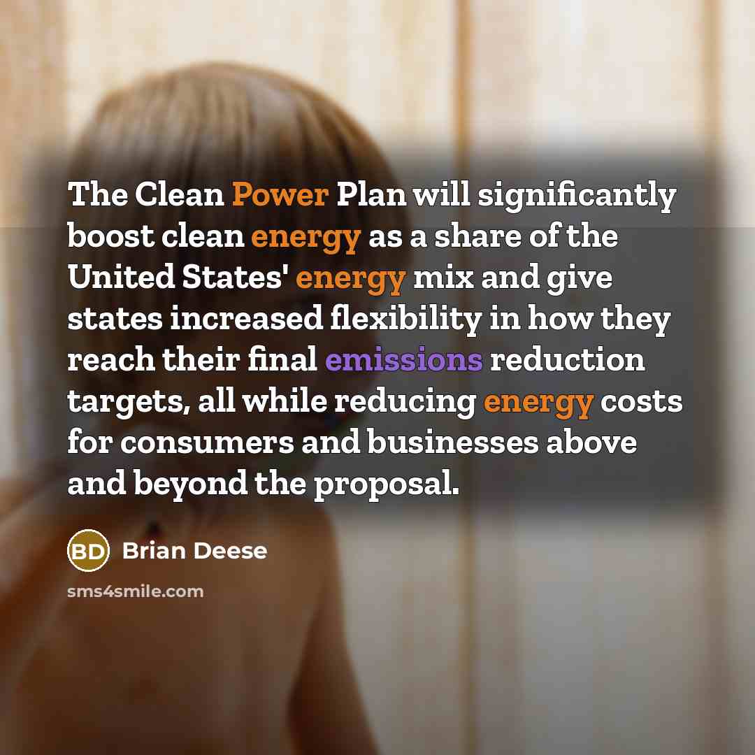 “The Clean Power Plan will significantly boost clean energy as a share of the United States' energy mix and give states increased flexibility in how they reach their final emissions reduction targets, all while reducing energy costs for consumers and businesses above and beyond the proposal.” quote by Brian Deese