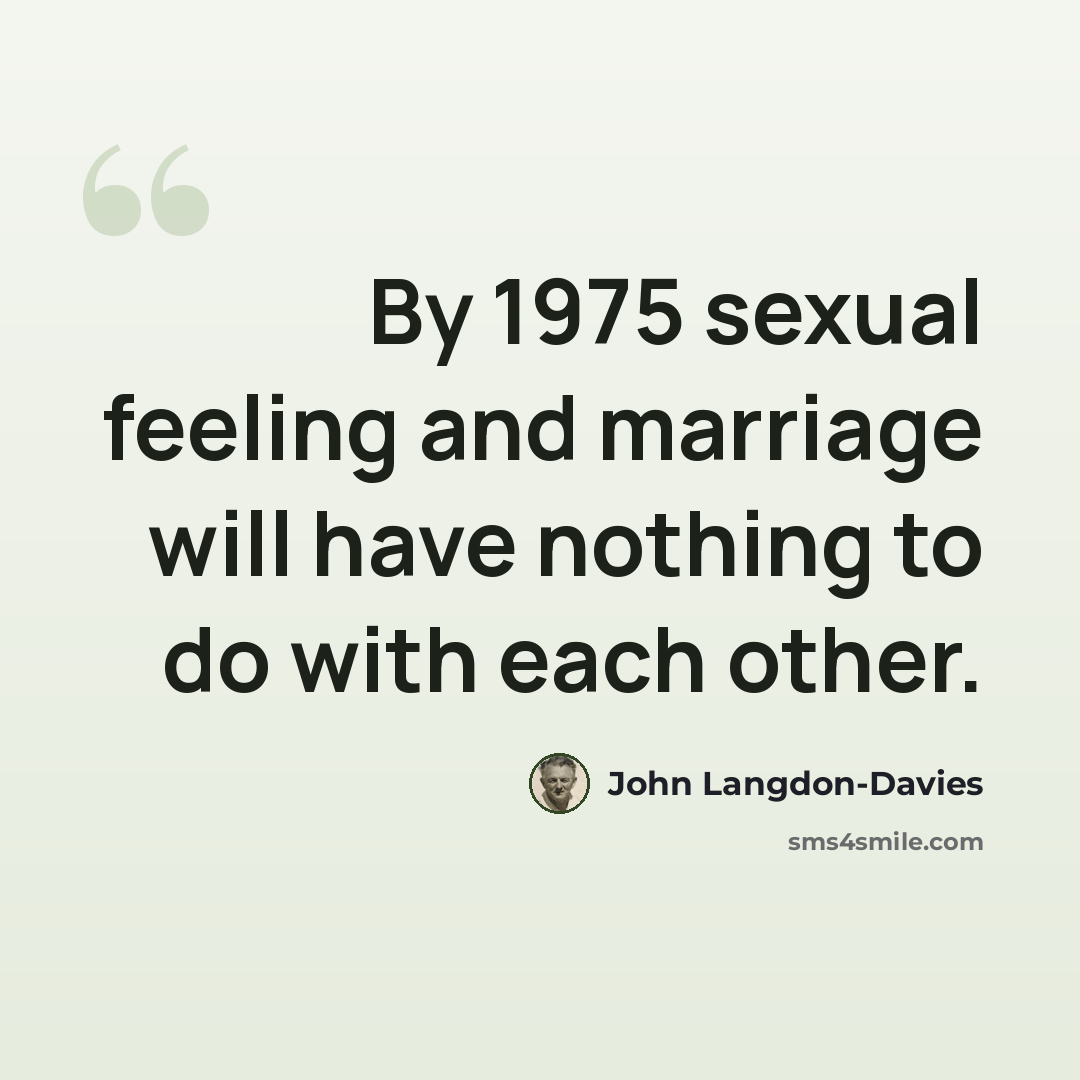 “By 1975 sexual feeling and marriage will have nothing to do with each other.” quote by John Langdon-Davies