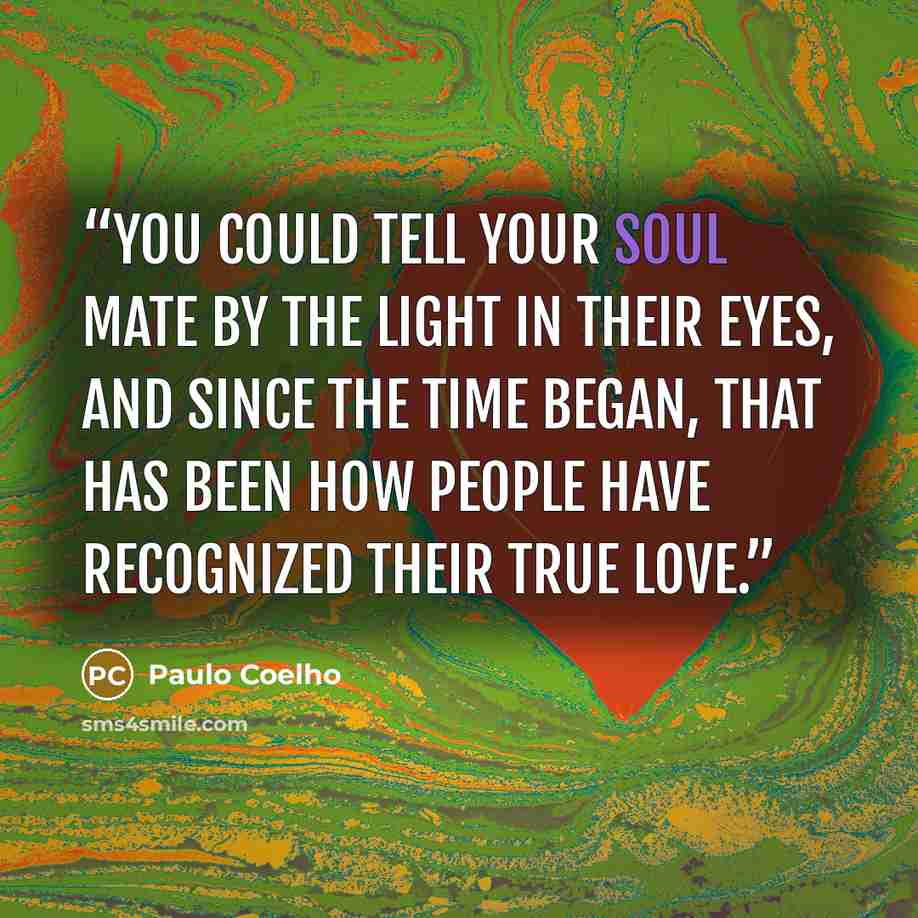 “You could tell your soul mate by the light in their eyes, and since the time began, that has been how people have recognized their true love.” quote by Paulo Coelho