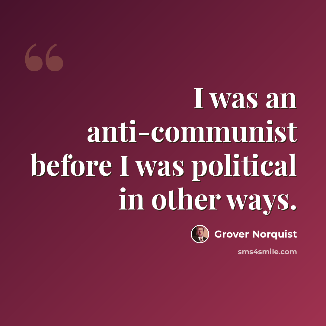 “I was an anti-communist before I was political in other ways.” quote by Grover Norquist