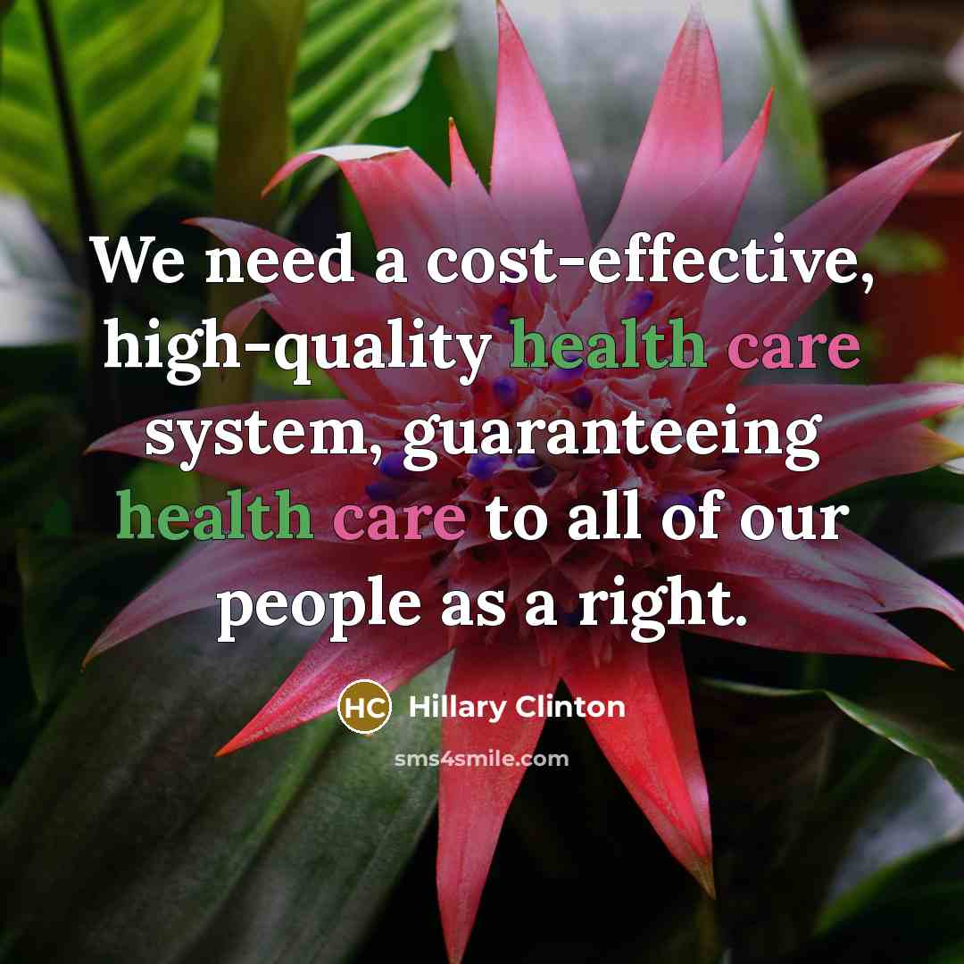 “We need a cost-effective, high-quality health care system, guaranteeing health care to all of our people as a right.” quote by Hillary Clinton