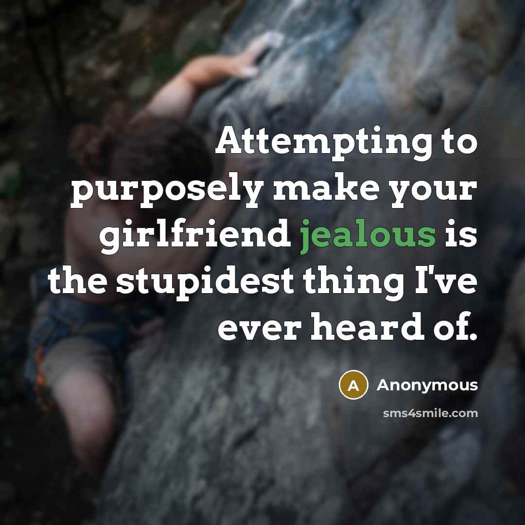 “Attempting to purposely make your girlfriend jealous is the stupidest thing I've ever heard of.” quote by Anonymous