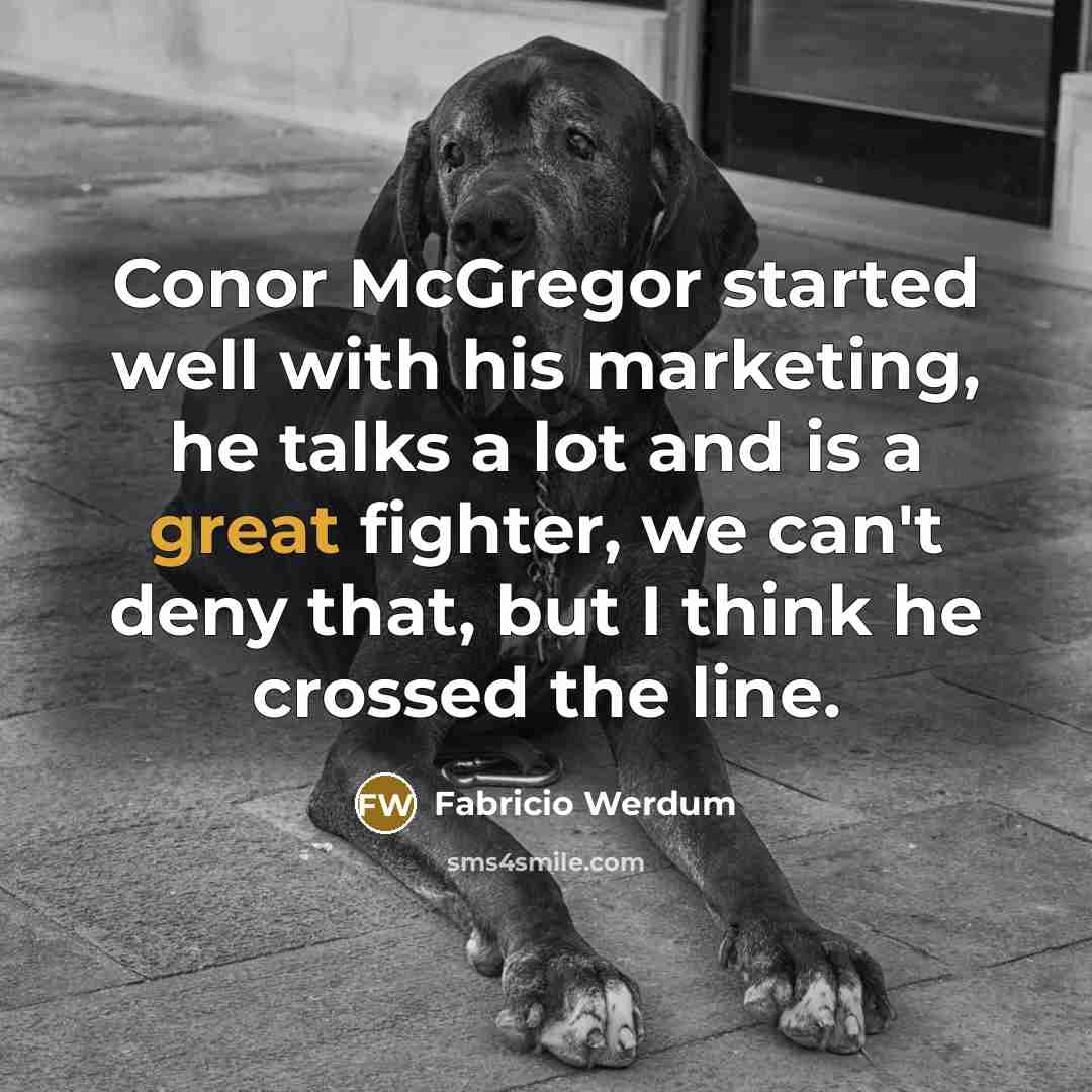 “Conor McGregor started well with his marketing, he talks a lot and is a great fighter, we can't deny that, but I think he crossed the line.” quote by Fabricio Werdum