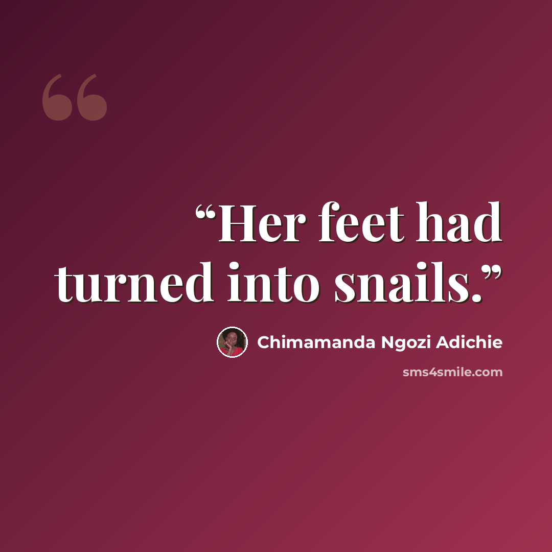 “Her feet had turned into snails.” quote by Chimamanda Ngozi Adichie
