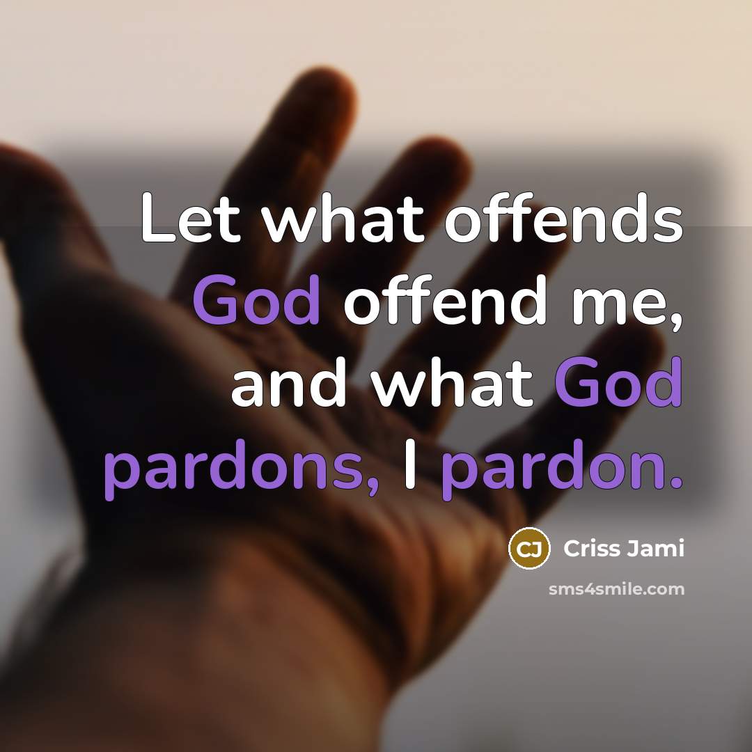 “Let what offends God offend me, and what God pardons, I pardon.” quote by Criss Jami