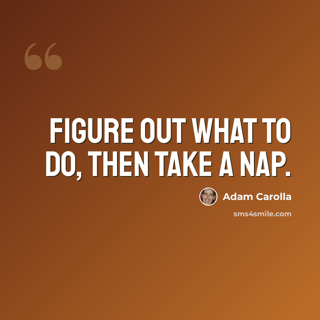 “Figure out what to do, then take a nap.” quote by Adam Carolla