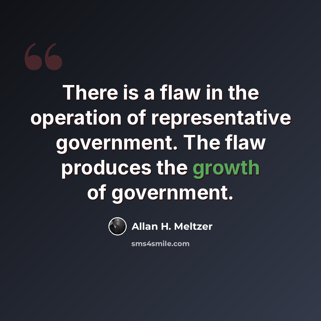 “There is a flaw in the operation of representative government. The flaw produces the growth of government.” quote by Allan H. Meltzer