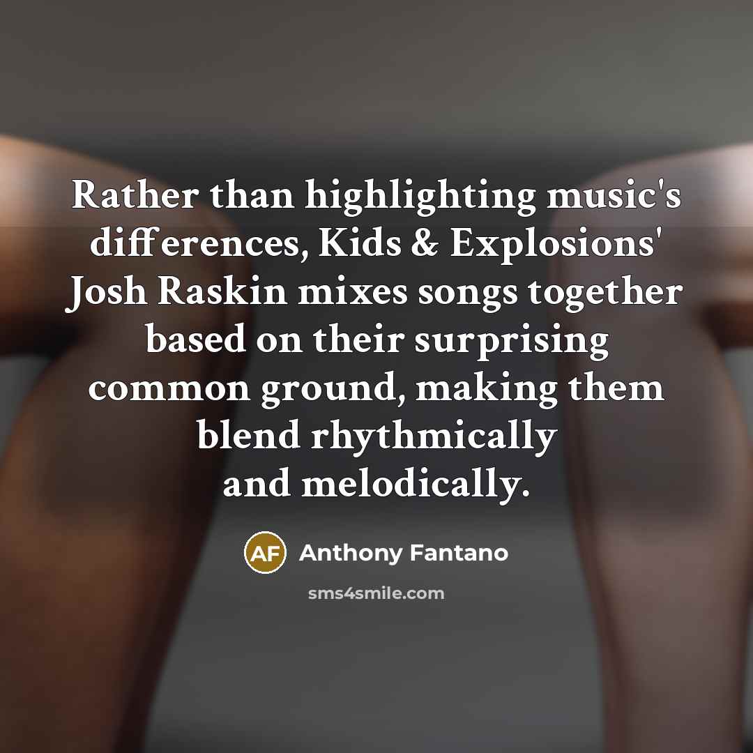 “Rather than highlighting music's differences, Kids & Explosions' Josh Raskin mixes songs together based on their surprising common ground, making them blend rhythmically and melodically.” quote by Anthony Fantano
