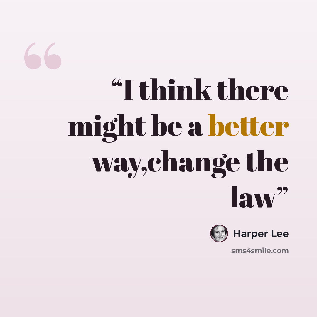 “I think there might be a better way,change the law” quote by Harper Lee