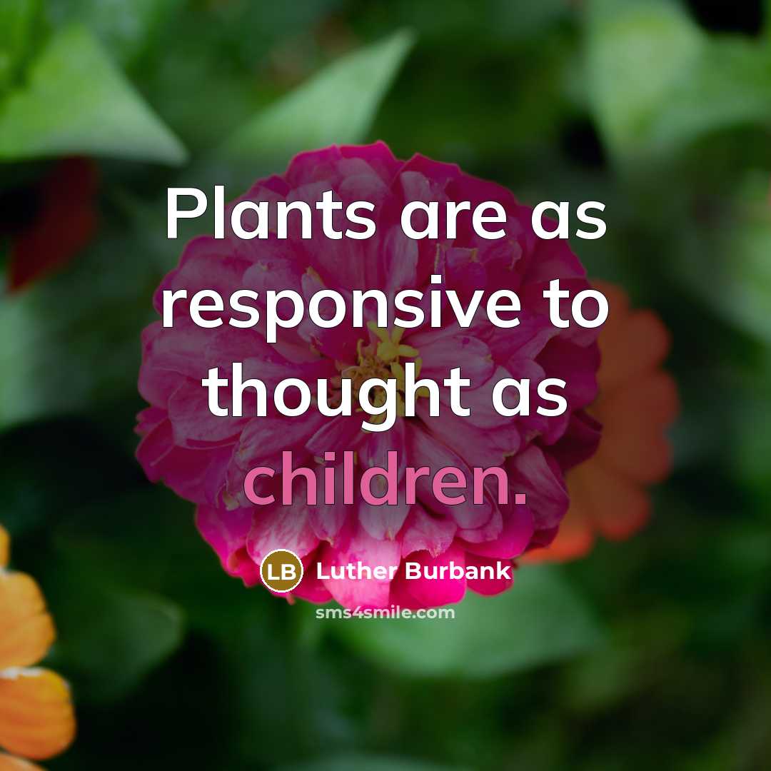 “Plants are as responsive to thought as children.” quote by Luther Burbank