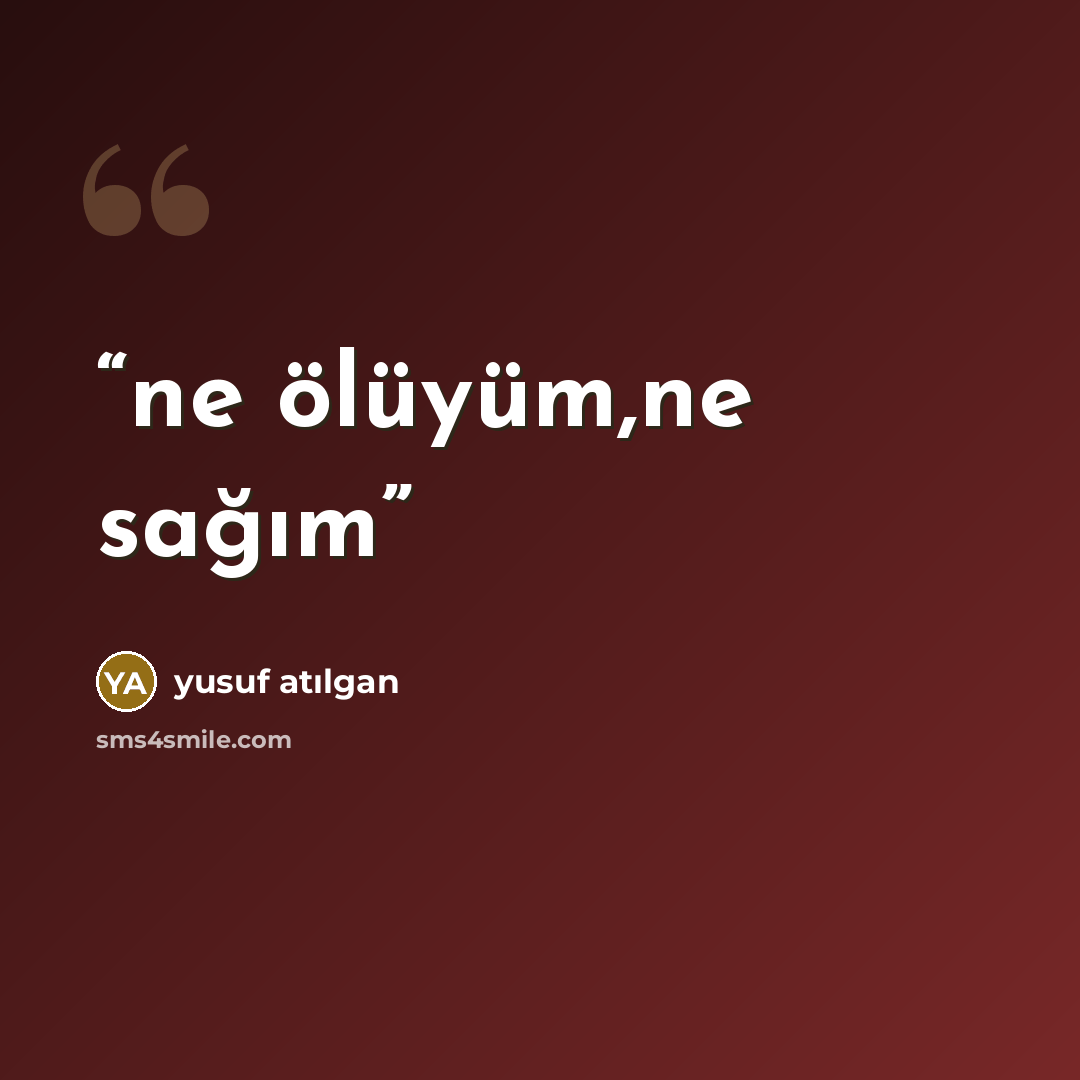 “ne ölüyüm,ne sağım” quote by Yusuf Atılgan