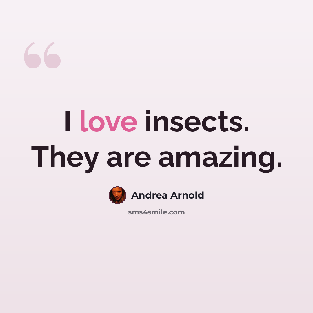 “I love insects. They are amazing.” quote by Andrea Arnold
