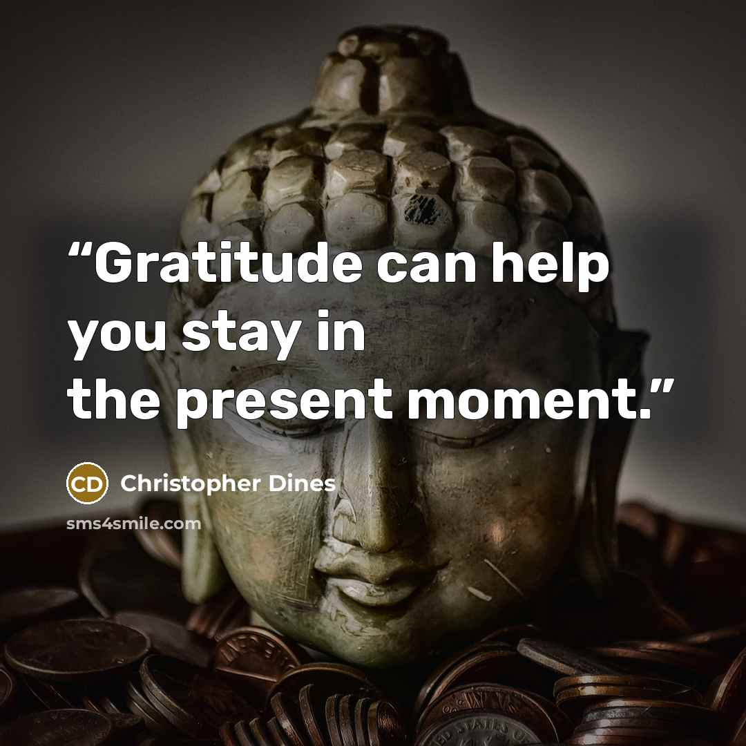 “Gratitude can help you stay in the present moment.” quote by Christopher Dines
