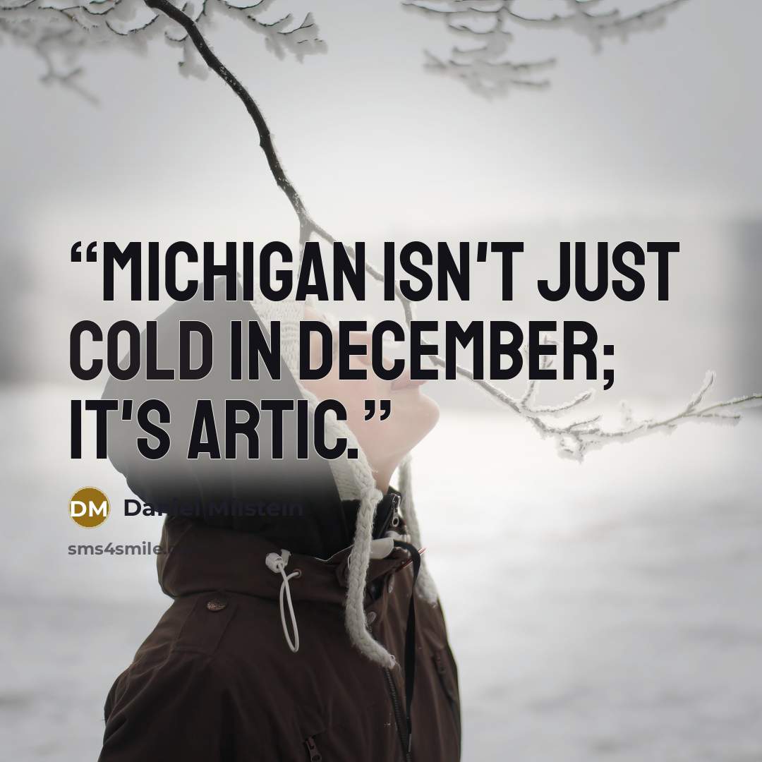 “Michigan isn't just cold in December; it's artic.” quote by Daniel Milstein