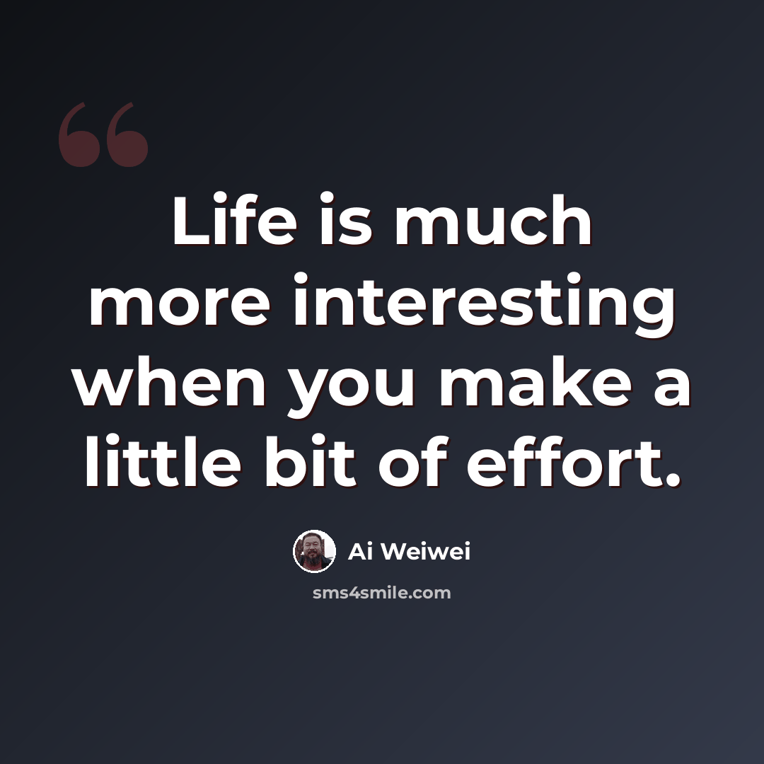“Life is much more interesting when you make a little bit of effort.” quote by Ai Weiwei